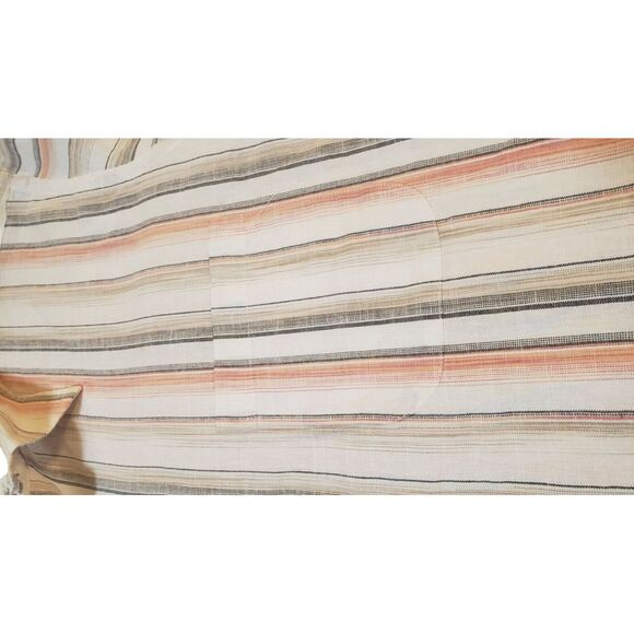 NWT Tasso Ella Island XL 100% Cotton White Orange Tan Striped Button Front Shirt - Picture 4 of 16